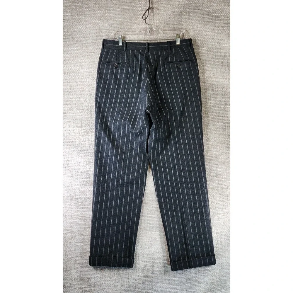 Polo Ralph Lauren Italian Wool Cashmere Pants Mens 34x31 Charcoal Stripe Cuffed